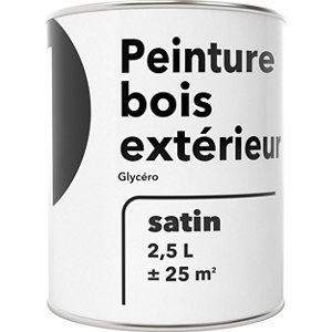 Peinture extérieur bois 2,5 L satin blanc glycero