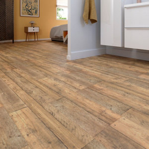 Sol stratifié à clipser aspect mat  chêne "Davoli" compatible pièces humides - L. 128,5 x l. 28 cm x Ép. 8 mm