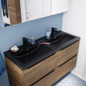 Plan vasque céramique noir "Napold" L. 120 cm