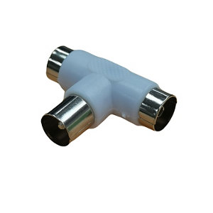 Répartiteur coaxial TV en T 2F/M L. 3,6 cm l. 2,8 cm