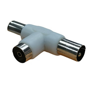 Répartiteur coaxial TV en T 2M/F L. 5,1 cm l. 2,6 cm