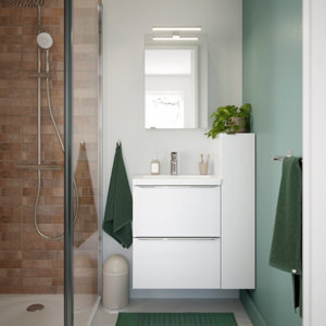 Plan vasque céramique blanc "Napold" L. 50 cm x P. 36 cm