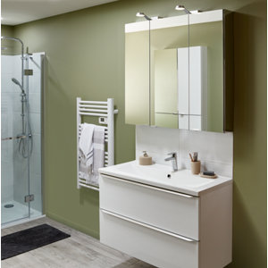 Rangement mural miroir Idalie L. 100 x H. 90 x P. 15 cm