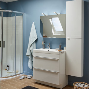 Meuble sous vasque à poser blanc Idalie L. 80 x H. 82 x P. 45 cm