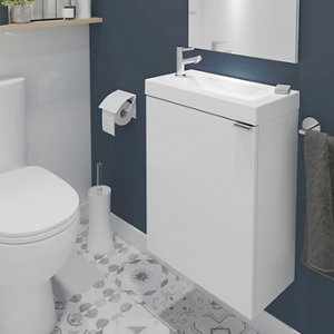 Lave main à suspendre blanc Idalie - L. 44 x H. 55 x P. 23 cm