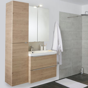 Meuble sous vasque à suspendre chêne Idalie L. 80 x H. 60 x P. 45 cm