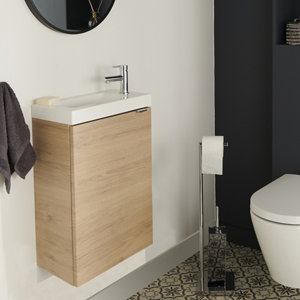 Lave main à suspendre effet chêne Idalie - L. 44 x H. 55 x P. 23 cm