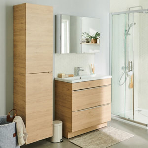 Meuble sous vasque à poser chêne Idalie L. 80 x H. 82 x P. 45 cm