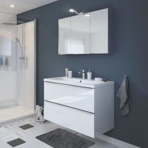 Rangement mural miroir Idalie L. 100 x H. 60 x P. 15 cm