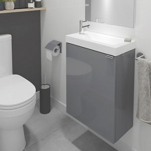 Lave-mains à suspendre gris IDALIE - L. 44 x H. 55 x P. 23 cm