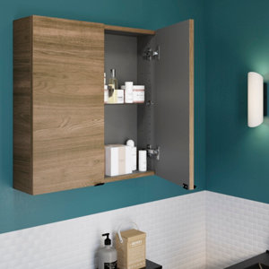 Armoire salle de bains effet noyer "Idalie" L.60 x H. 60 x P. 15 cm