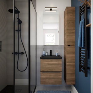 Rangement mural miroir Idalie L. 40 x H. 90 x P. 15 cm