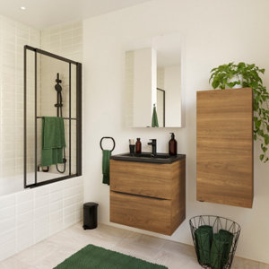 Plan vasque céramique noir "Napold" L. 60 cm