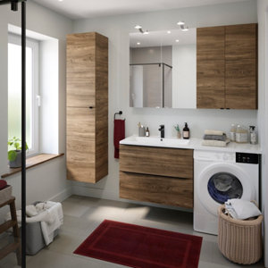 Armoire salle de bains effet noyer "Idalie" L. 40 x H. 90 x P. 36 cm