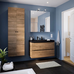 Plan vasque résine noir "Miria" L. 100 cm