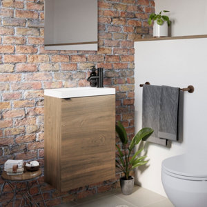 Lave main à suspendre effet noyer Idalie - L. 44 x H. 55 x P. 23 cm