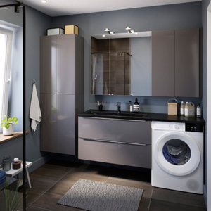 Meuble sous vasque à suspendre gris taupe Idalie L. 100 x H. 60 x P. 45 cm