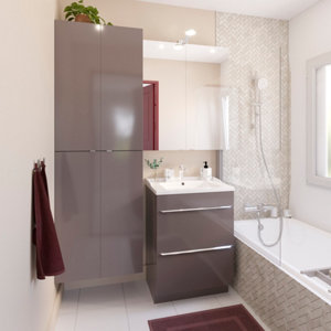 Meuble sous vasque à poser gris taupe Idalie L. 60 x H. 82 x P. 45 cm