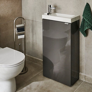  Lave main à poser gris taupé Idalie - L. 44 x H. 79 x P. 23 cm