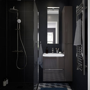 Armoire salle de bains gris taupe "Idalie" L. 20 x H. 90 x P. 36 cm