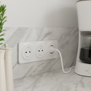 Plaque 3 Postes Blanc "Zephyr"