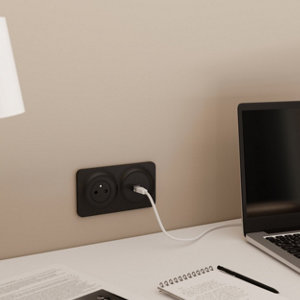 Plaque 2 postes noir "Zephyr"