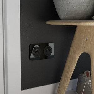 Plaque 2 postes verre noir "Zephyr"