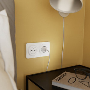 Plaque 2 postes verre blanc "Zephyr"