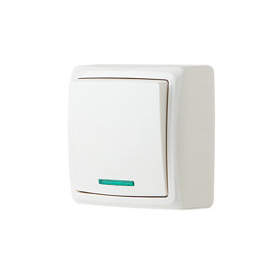 Interrupteur va et vient à voyant en saillie blanc "Barran"