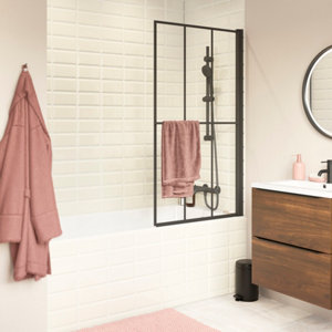 Pare-baignoire noir mat - L.80 X H.140 EP.6 MM