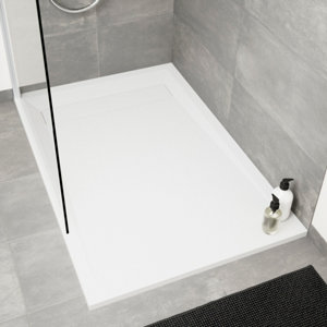 Receveur de douche extra-plat résine rectangulaire 90x120cm effet pierre  "DRIAN"