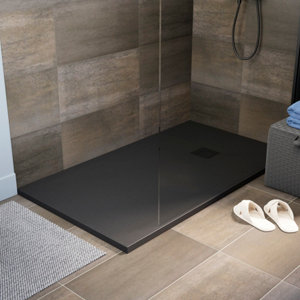 Receveur de douche extra-plat résine rectangulaire 90x140cm noir "PIA"