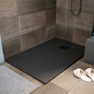 Receveur de douche extra-plat résine rectangulaire 90x120cm noir "PIA"