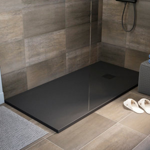 Receveur de douche extra-plat résine  rectangulaire 80x160cm noir "PIA"