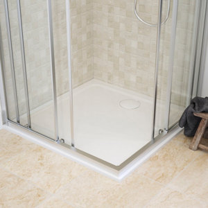 Receveur de douche extra-plat résine carré 90x90cm blanc brillant  "IONAS"
