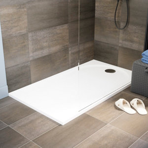 Receveur de douche extra-plat résine rectangulaire 80x140cm blanc "CALICIA"
