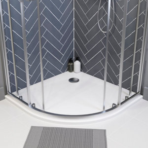 Receveur de douche extra-plat résine 1/4 cercle 90x90cm blanc "CALICIA"