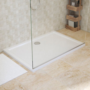 Receveur de douche extra-plat acrylique rectangulaire 80x100cm blanc "ADELAN"