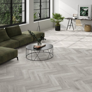 Carrelage de sol intérieur grès cérame émaillé "Barsan Gris" 20,5 x 61,5 cm