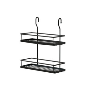 Panier Suspendu Métal Noir 40x20x12,5 Cm – Sans Perçage – Étagère Sous Placard Cuisine Salle De Bain – Organiseur Gain De Place