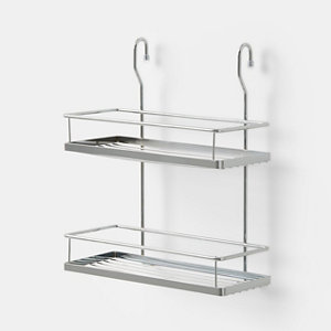 Tablette à suspendre 2 niveaux chrome brillant