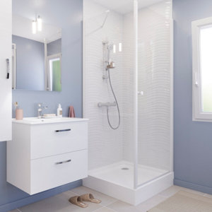 Porte de douche pivotante "Garian" l.80 cm en verre transparent