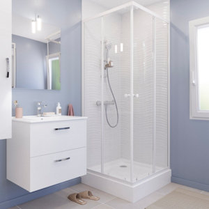 Accès d'angle droit "Garian" l.80 cm en verre transparent