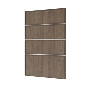 Façade 3 tiroirs + 1 casserolier 40cm "Heline" noyer mat - l. 39.7 x h. 71.5cm