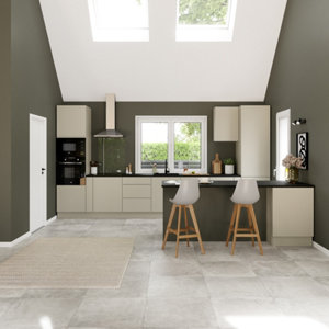 Façade 1 porte 40cm "Dorice" beige mat - l. 39.7 x h. 71.5cm