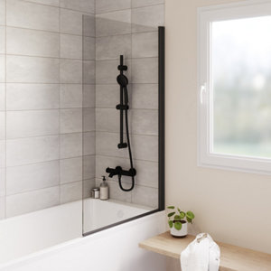 Pare baignoire "Calera" pivotant 5 mm noir