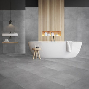 Carrelage de sol intérieur "Konkrete" gris - l. 42 x L. 42 cm