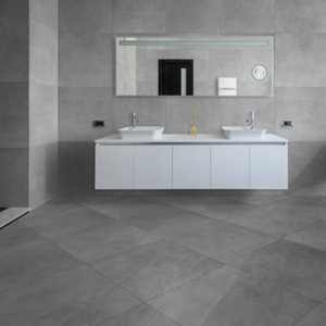 Carrelage de sol intérieur "Konkrete" gris - l. 61 x L. 61 cm