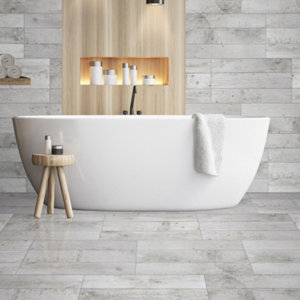 Carrelage de sol intérieur "Conny" blanc - l. 30 x L. 61 cm