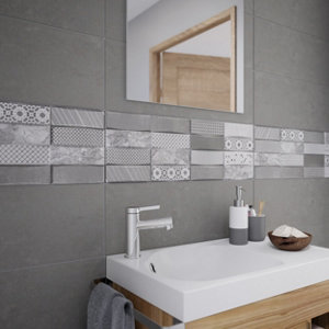 Décor mural "Dalcina" gris - l. 20 x L. 60 cm